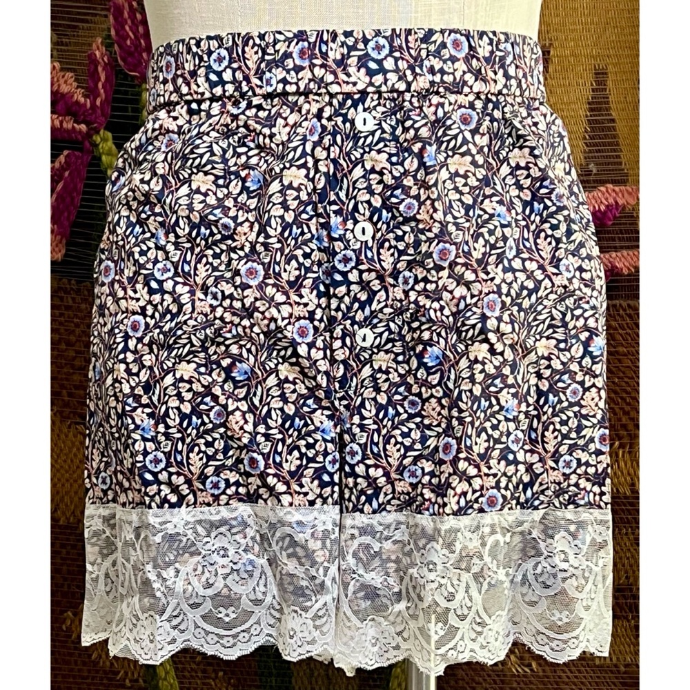 Anthropologie Victoriana Lace Trim Pajama Shorts XL